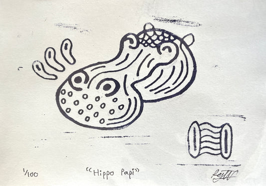 Hippo Papi (5" x 7")